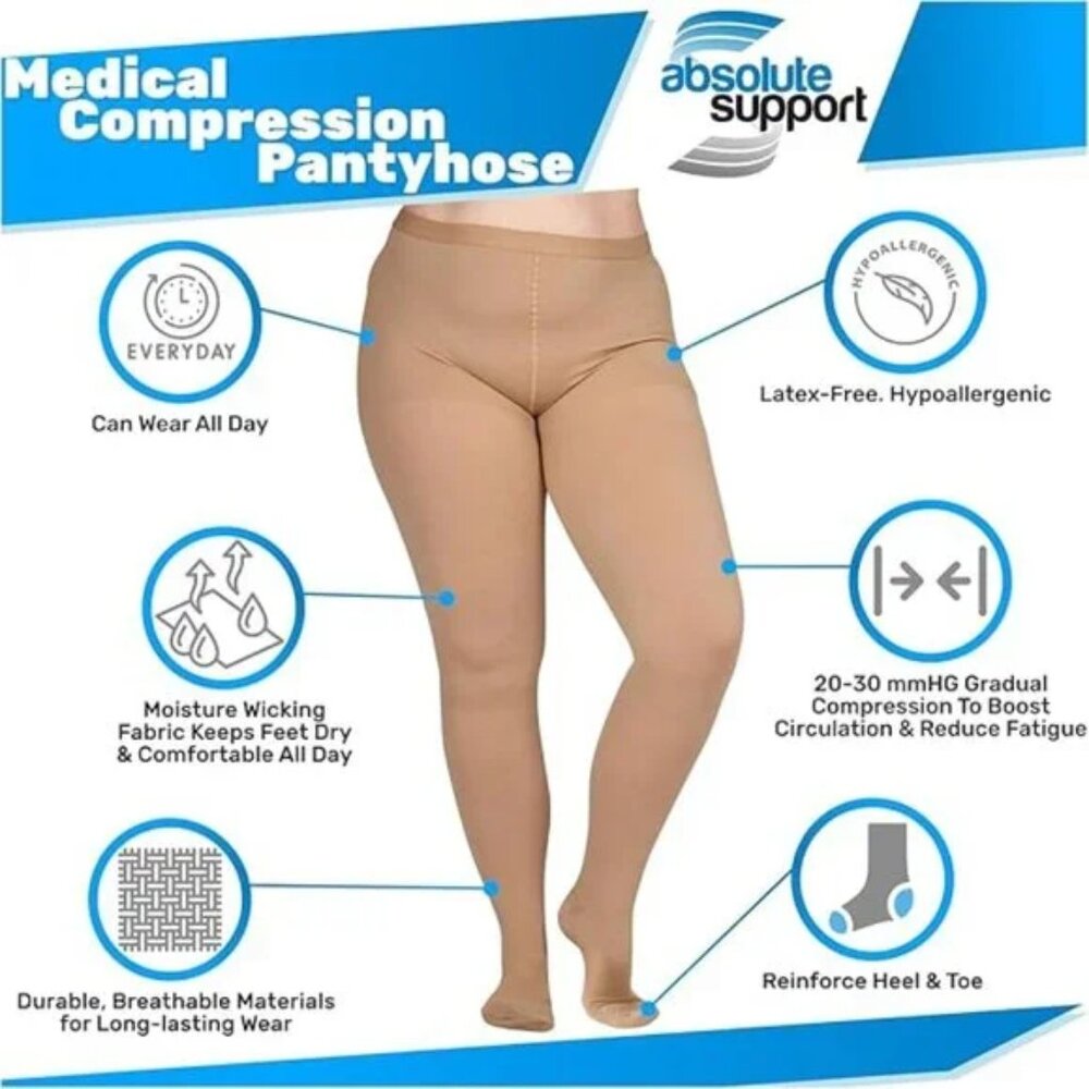 XL Compression Tights Pantyhose Tan Beige